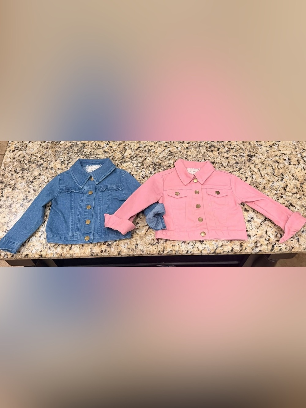 Kids' Denim Jackets - Blue and Pink Button-Front Set